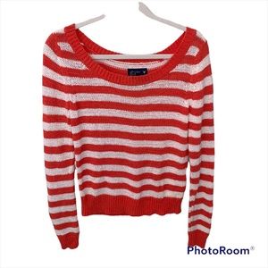 Orange and White Striped American Eagle Sweater